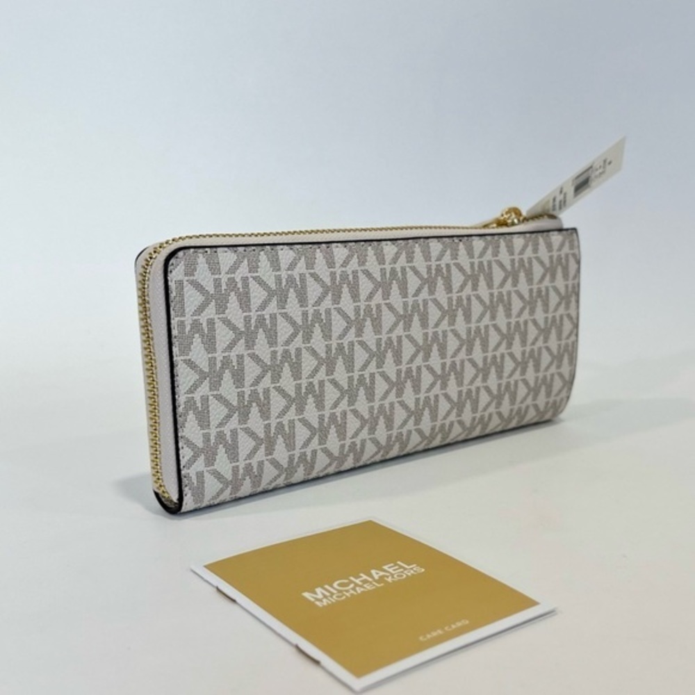 MICHAEL KORS Jet Set Travel Large Logo Quarter-Zip Wallet Vanilla - Picture 2 of 8